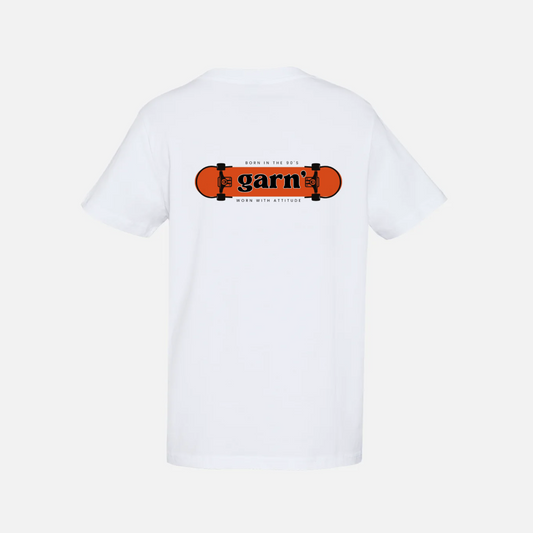 Garn' Skateboard Tee - White